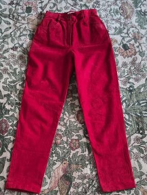 Vintage Lord & Taylor Red Genuine Leather Pants 24" Waist